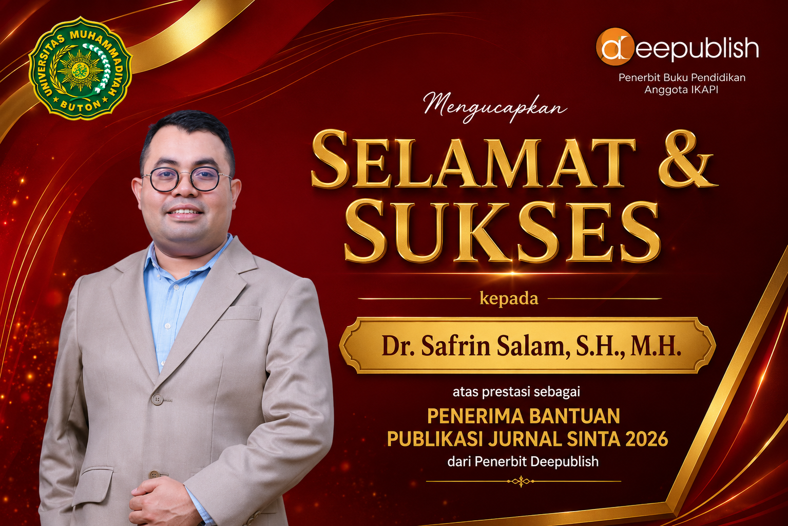 Dosen Magister Hukum UM Buton Raih Bantuan Publikasi Jurnal SINTA 2026